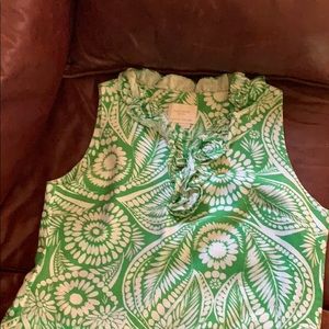 Green and white dress